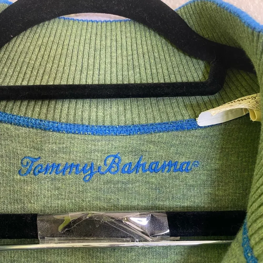 Tommy Bahama Reversible Blue Green Quarter Zip Sweater Size L